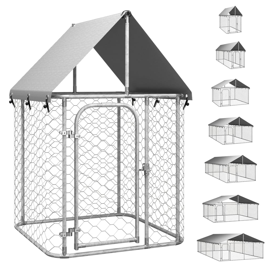 vidaXL Outdoor Dog Kennel Dog Pen Pet Crate Kennel Playpen House with Roof